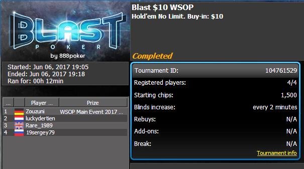Mit Blast und Glück zur WSOP BLAST winner